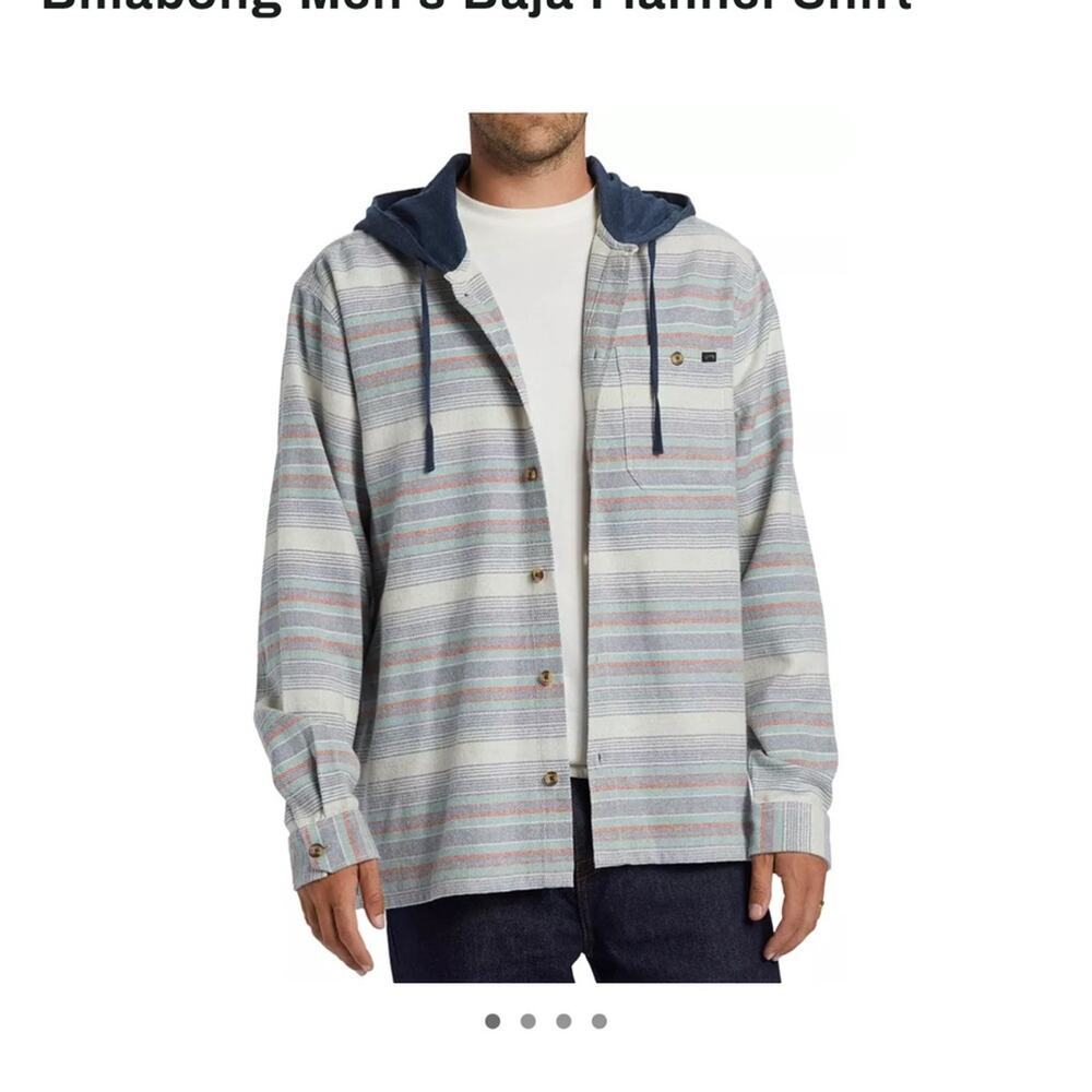 🔥Billabong Boys XL Striped Baja Hooded Flannel